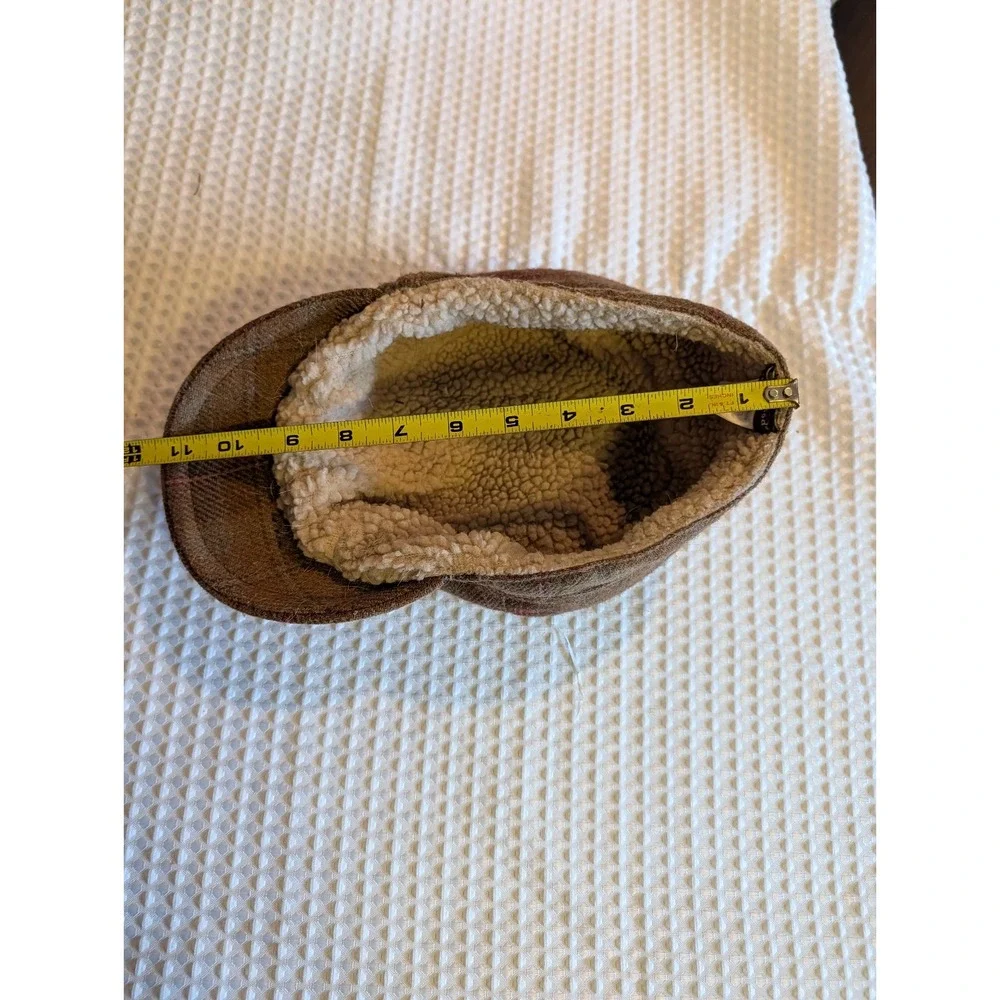 Life Is Good brown Plaid tweed Winter Flat Cap Sherpa Wool Lined News Boy Hat